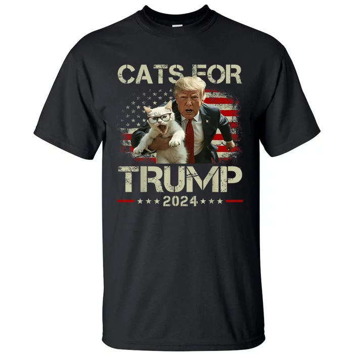 Cats For Trump 2024 Funny Vote For Trump Cats 2024 Tall T-Shirt