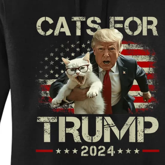 Cats For Trump 2024 Funny Vote For Trump Cats 2024 Women's Pullover Hoodie