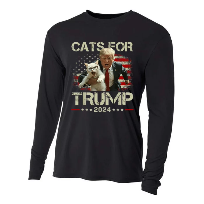 Cats For Trump 2024 Funny Vote For Trump Cats 2024 Cooling Performance Long Sleeve Crew