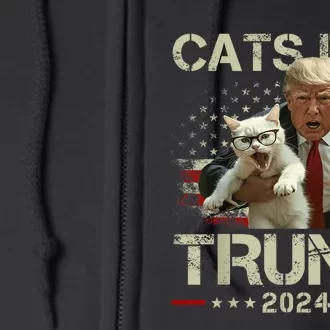 Cats For Trump 2024 Funny Vote For Trump Cats 2024 Full Zip Hoodie