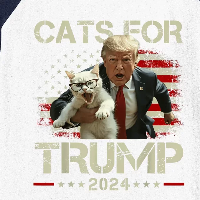 Cats For Trump 2024 Funny Vote For Trump Cats 2024 Baseball Sleeve Shirt