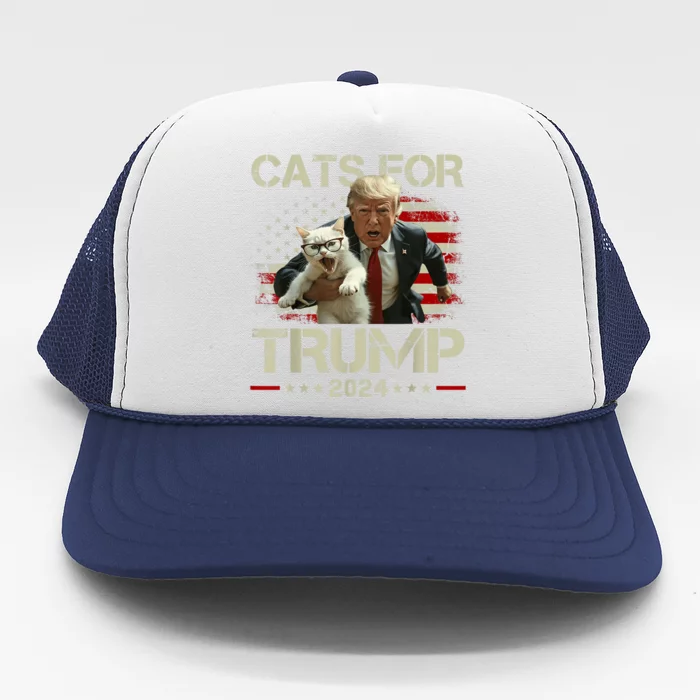 Cats For Trump 2024 Funny Vote For Trump Cats 2024 Trucker Hat