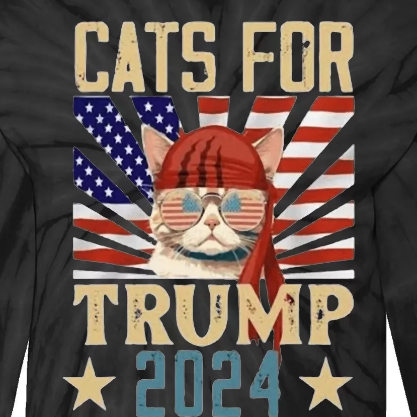 Cat For Trump 2024 Tie-Dye Long Sleeve Shirt