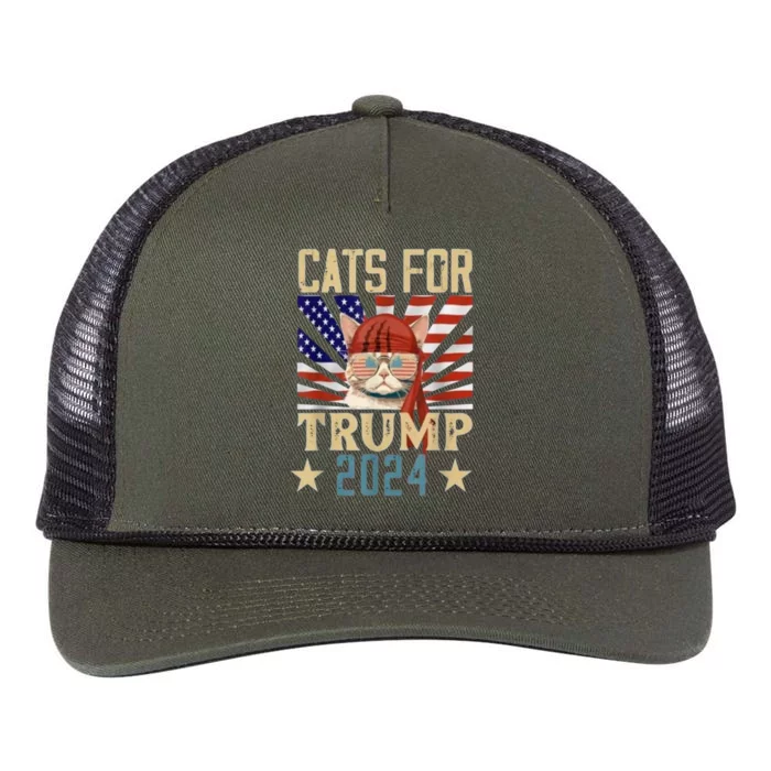 Cat For Trump 2024 Retro Rope Trucker Hat Cap