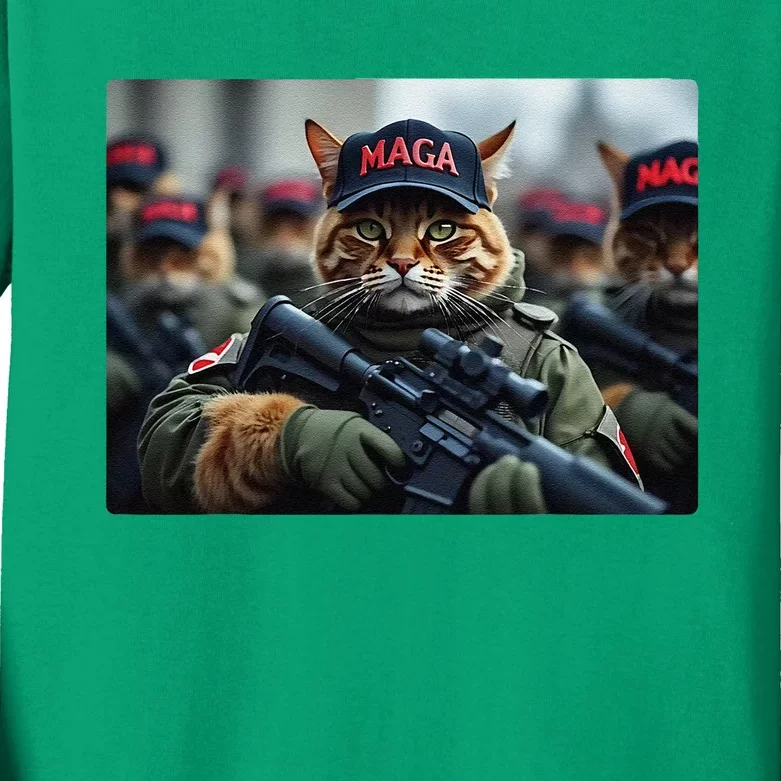 Cats For Trump Maga Army American Flag Patriotic Vote Trump Gift Kids Long Sleeve Shirt