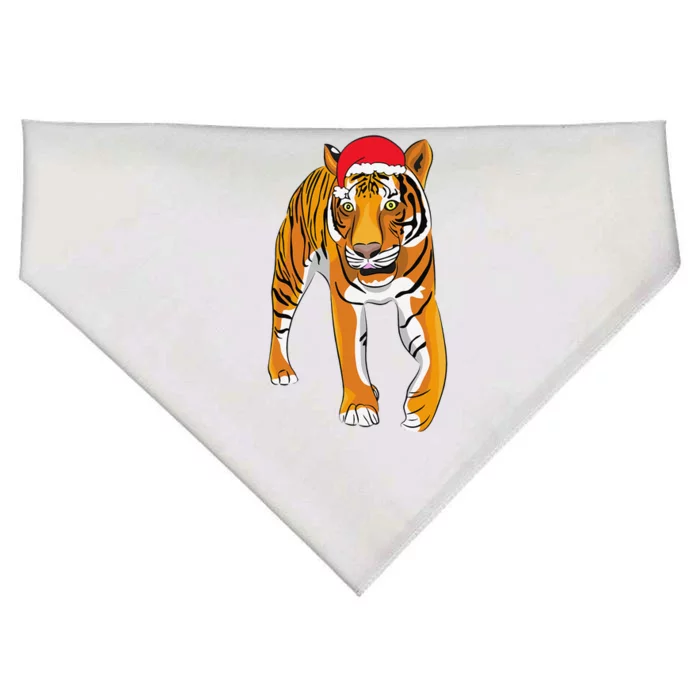 Christmas Funny Tiger Santa Hat Xmas Pajama For USA-Made Doggie Bandana