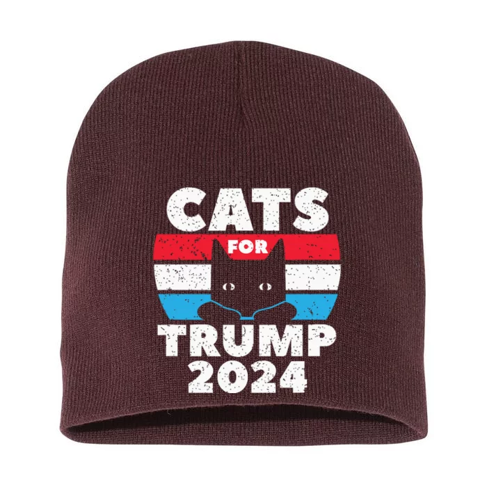 Cats For Trump 2024 Election Short Acrylic Beanie