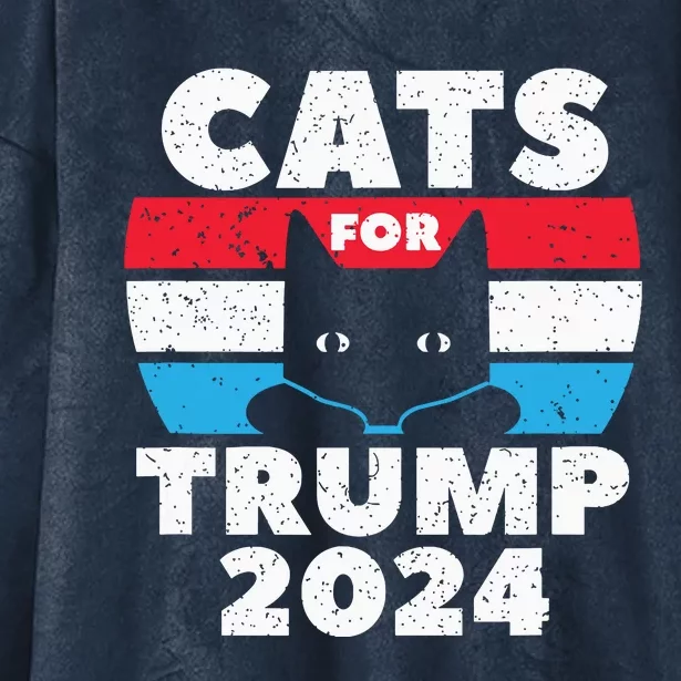 Cats For Trump 2024 Election Hooded Wearable Blanket