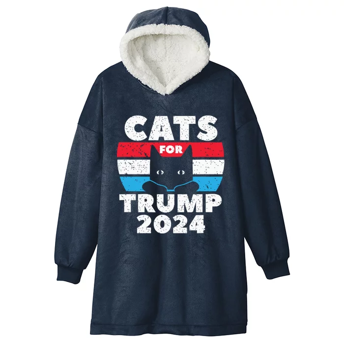 Cats For Trump 2024 Election Hooded Wearable Blanket