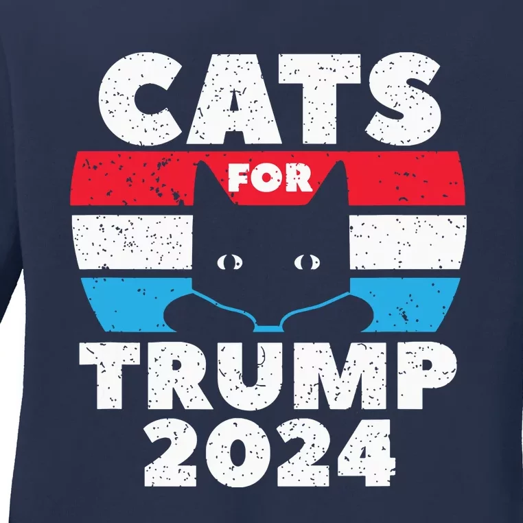 Cats For Trump 2024 Election Ladies Long Sleeve Shirt