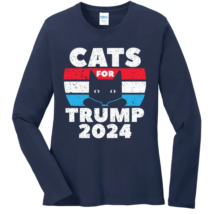 Cats For Trump 2024 Election Ladies Long Sleeve Shirt