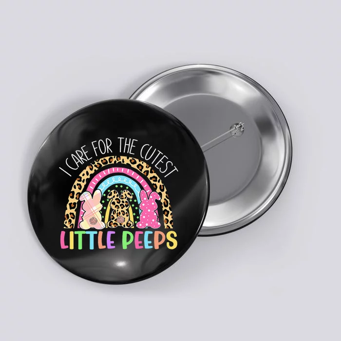 Care For The Cutest Little Bunnies NICU Nurse Easter Leopard Button