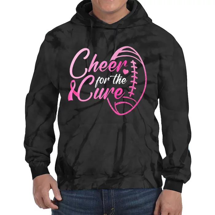 Cheer For The Cure Football Fan Breast Cancer Awareness Tie Dye Hoodie