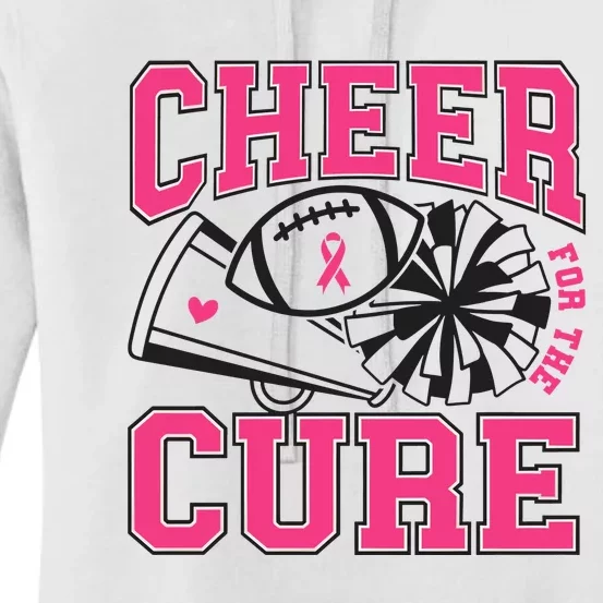 Cheer For The Cure Breast Cancer Football And Cheer Women's Pullover Hoodie