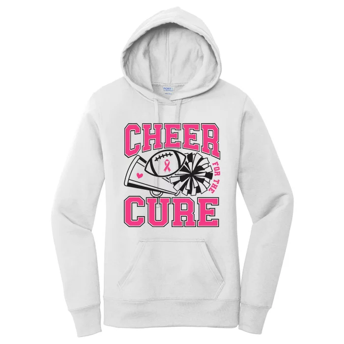 Cheer For The Cure Breast Cancer Football And Cheer Women's Pullover Hoodie