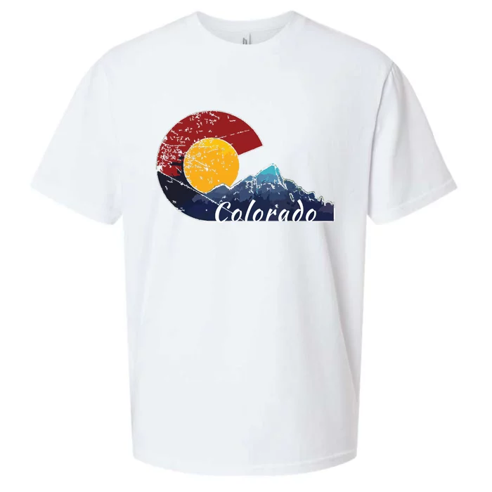 Colorado Flag Themed Mountain Scenery Colorado Sueded Cloud Jersey T-Shirt