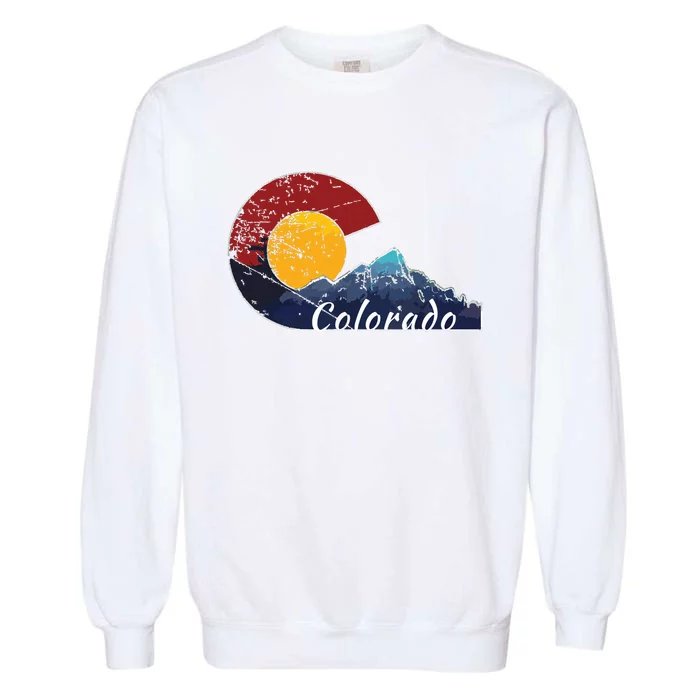 Colorado Flag Themed Mountain Scenery Colorado Garment-Dyed Sweatshirt