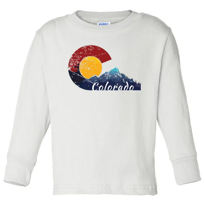 Colorado Flag Themed Mountain Scenery Colorado Toddler Long Sleeve Shirt