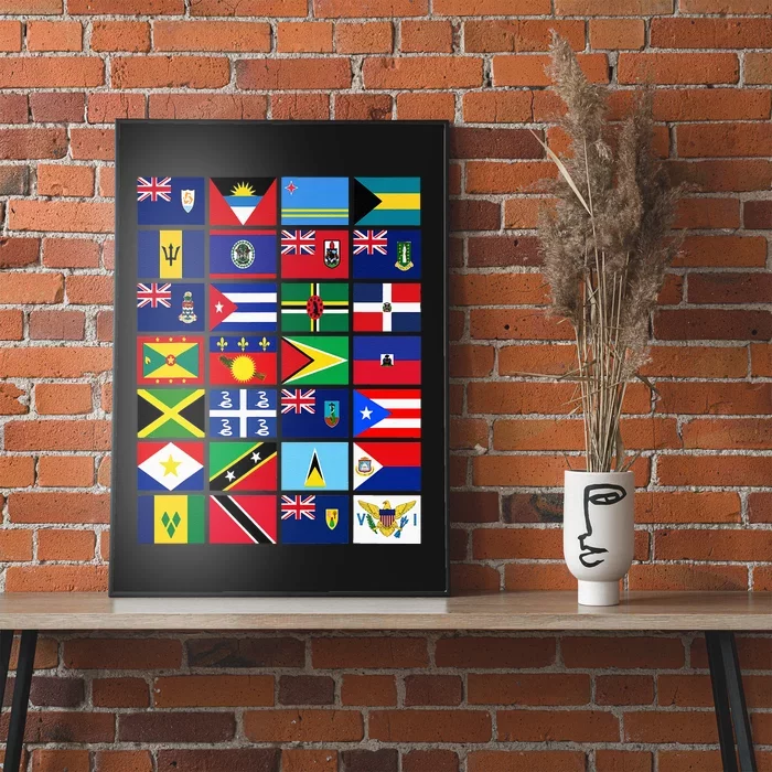 Caribbean Flags Unity Pride Souvenir Geography Gift Poster