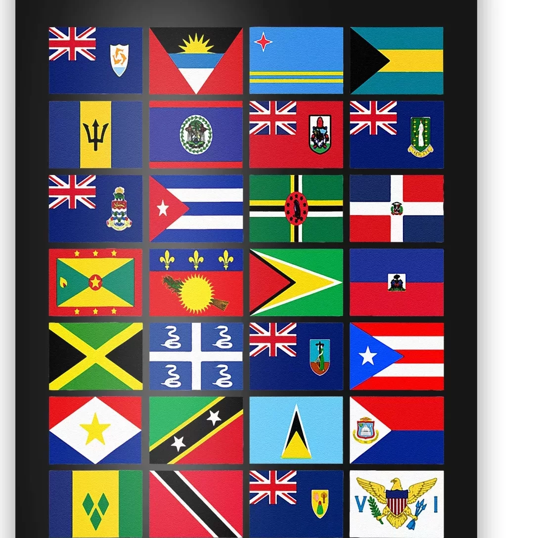 Caribbean Flags Unity Pride Souvenir Geography Gift Poster