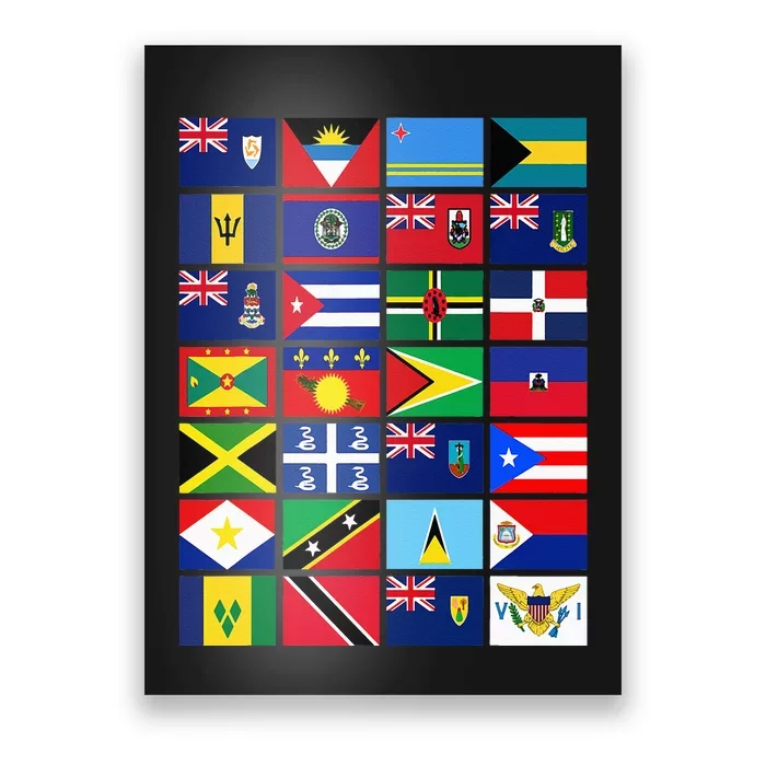 Caribbean Flags Unity Pride Souvenir Geography Gift Poster