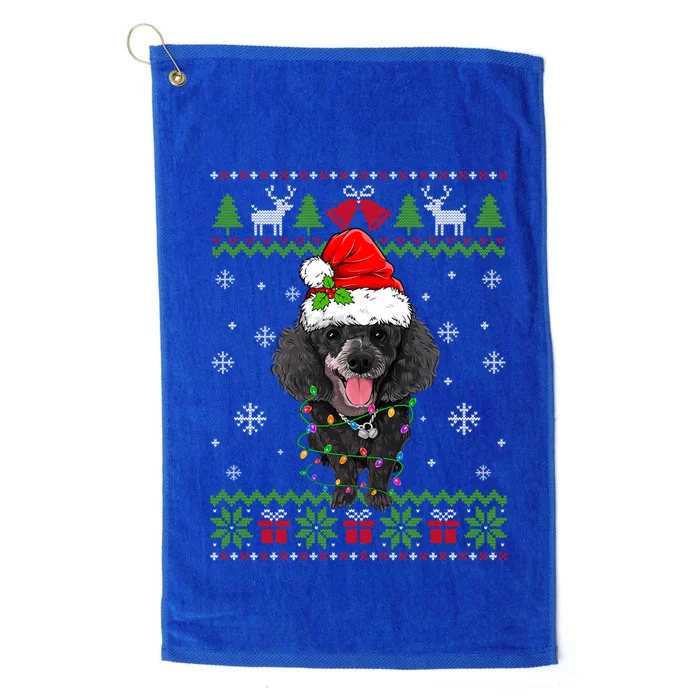 Cute Funny Ugly Christmas Poodle Dog Xmas Lights Gift Platinum Collection Golf Towel