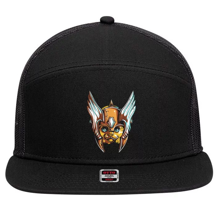 Cute Funny & Unique Cat & Viking Lover & Gift 7 Panel Mesh Trucker Snapback Hat