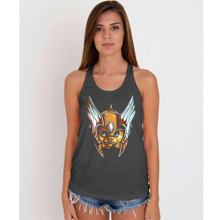 Cute Funny & Unique Cat & Viking Lover & Gift Women's Knotted Racerback Tank