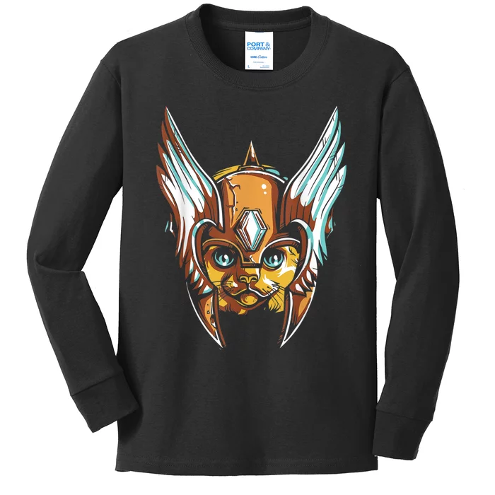 Cute Funny & Unique Cat & Viking Lover & Gift Kids Long Sleeve Shirt