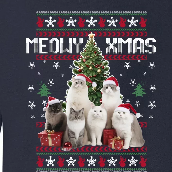 Cat Funny Ugly Christmas Toddler Sweatshirt