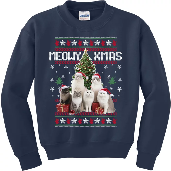 Cat Funny Ugly Christmas Kids Sweatshirt