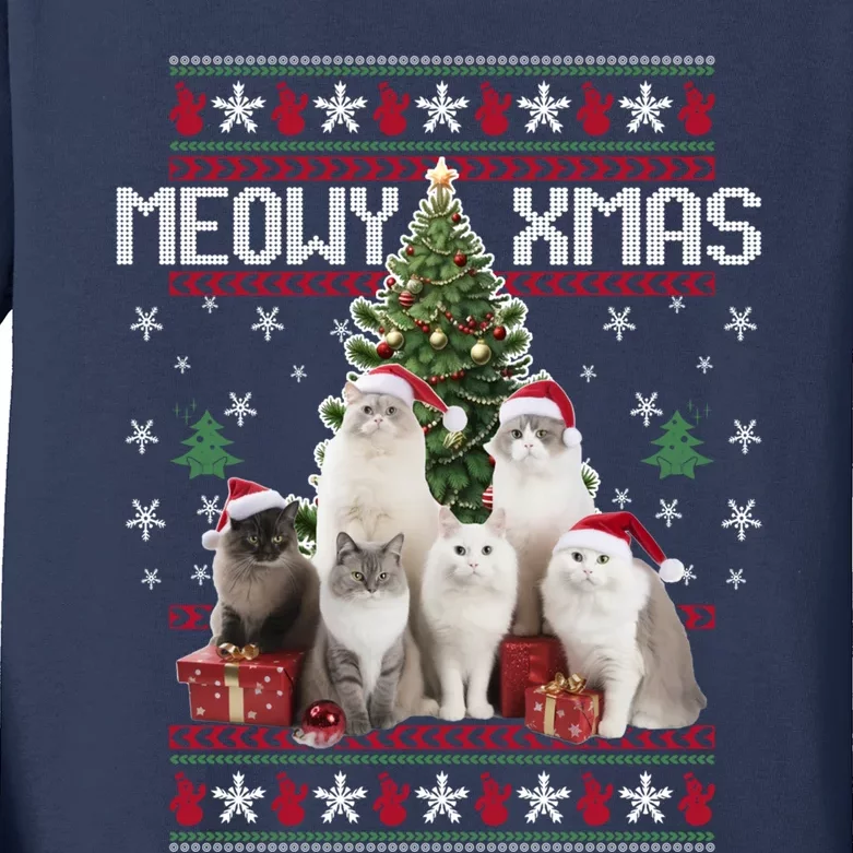 Cat Funny Ugly Christmas Kids Long Sleeve Shirt