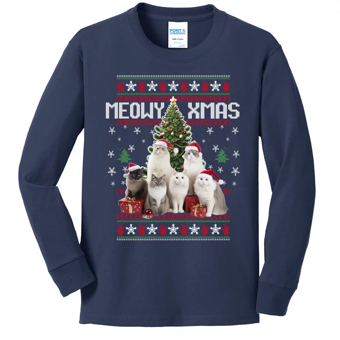 Cat Funny Ugly Christmas Kids Long Sleeve Shirt