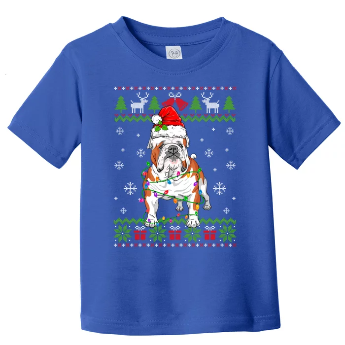 Cute Funny Ugly Christmas English Bulldog Dog Xmas Lights Gift Toddler T-Shirt