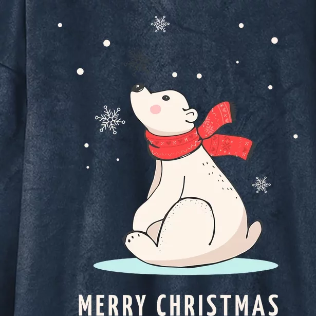 Cute Funny & Unique Christmas Polar Bear & Snow Gift Hooded Wearable Blanket