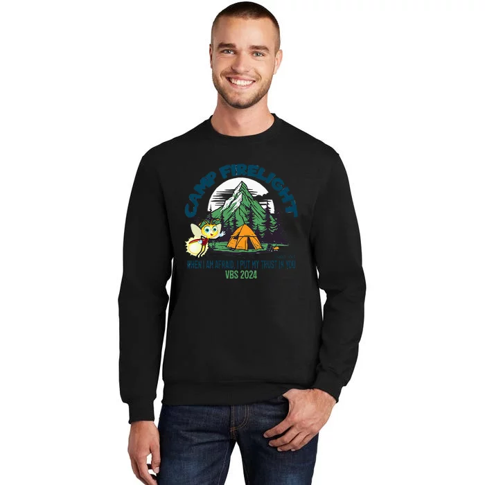 Camp Firelight Vbs Camp Vacation Bible School Firework 2024 Tall Sweatshirt