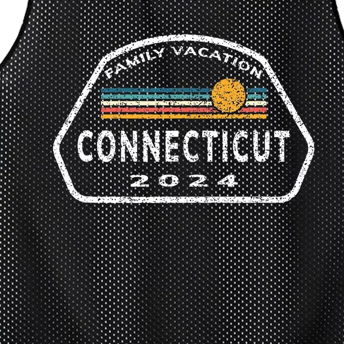 Connecticut Family Vacation 2024 Fun Retro Sunset Mesh Reversible Basketball Jersey Tank