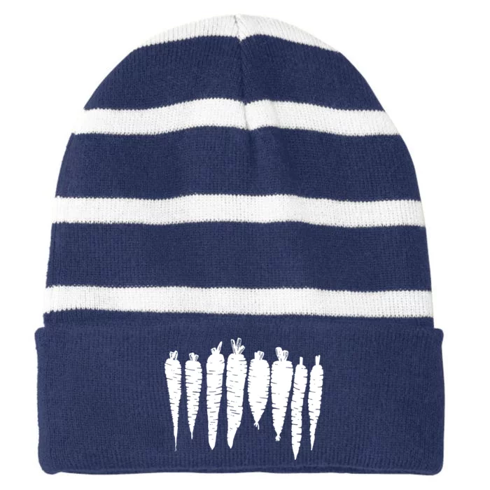 Carrot Food Vegetable Striped Beanie with Solid Band