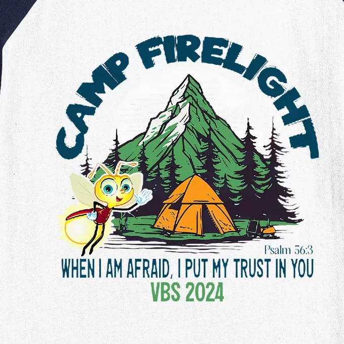 Camp Firelight Vbs Camp Vacation Bible School Firework 2024 Baseball Sleeve Shirt