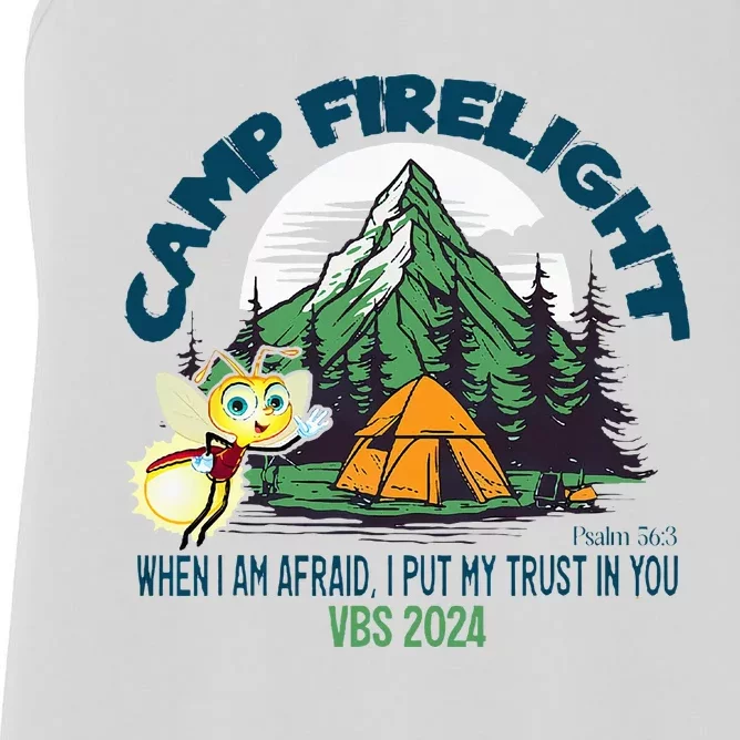 Camp Firelight Vbs Camp Vacation Bible School Firework 2024 Women's Racerback Tank