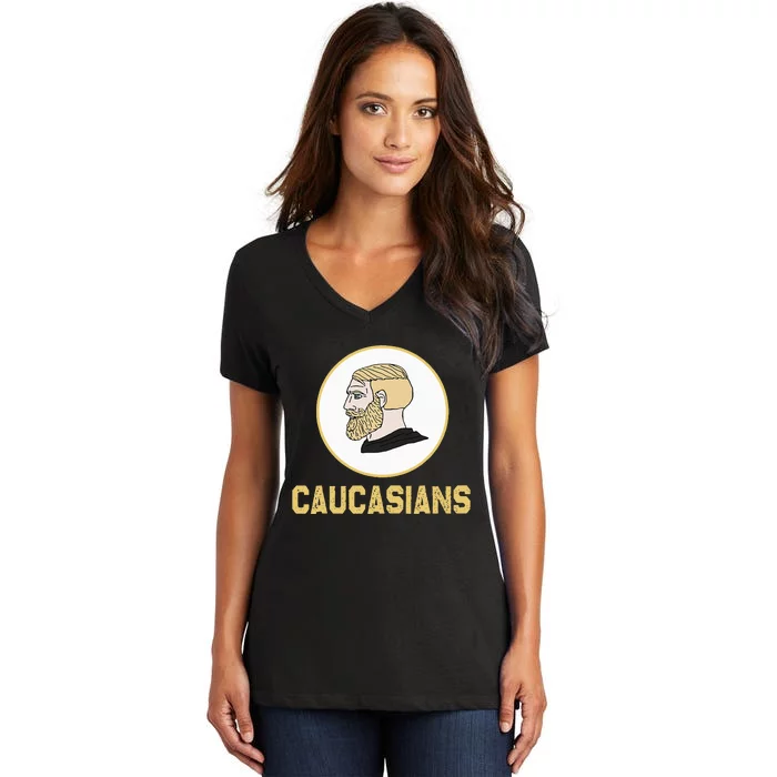 Caucasians Funny Vintage Caucasians Pride Women's V-Neck T-Shirt