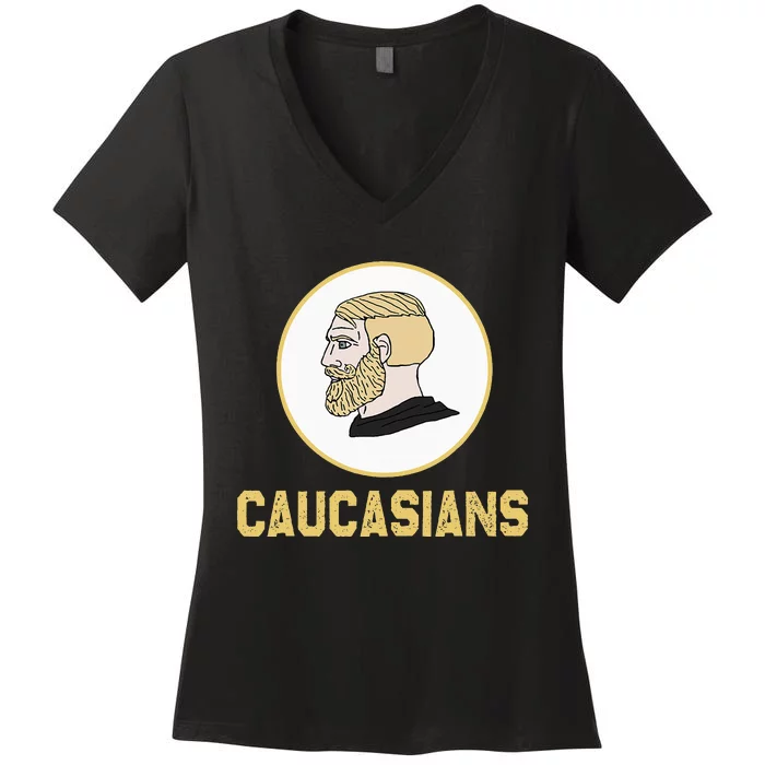 Caucasians Funny Vintage Caucasians Pride Women's V-Neck T-Shirt