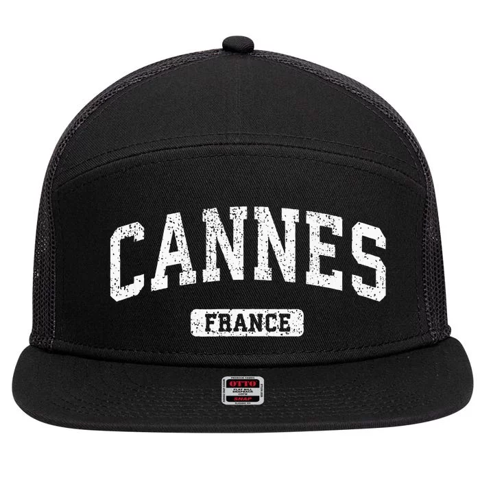 Cannes France Vintage Sports Design 7 Panel Mesh Trucker Snapback Hat