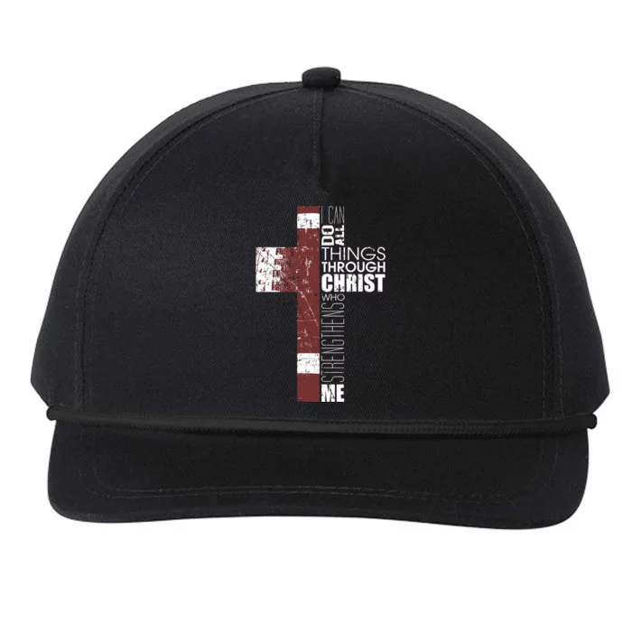 Christian Football Verse I Can Do All Things Through Christ Snapback Five-Panel Rope Hat