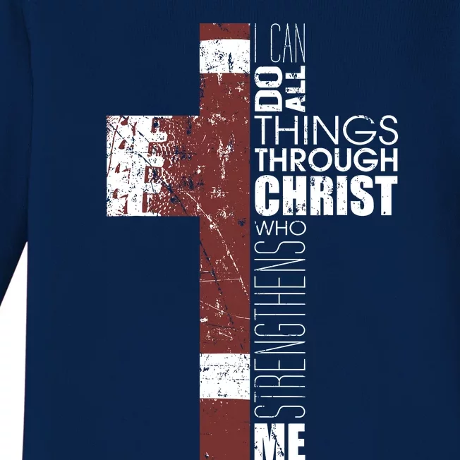 Christian Football Verse I Can Do All Things Through Christ Baby Long Sleeve Bodysuit