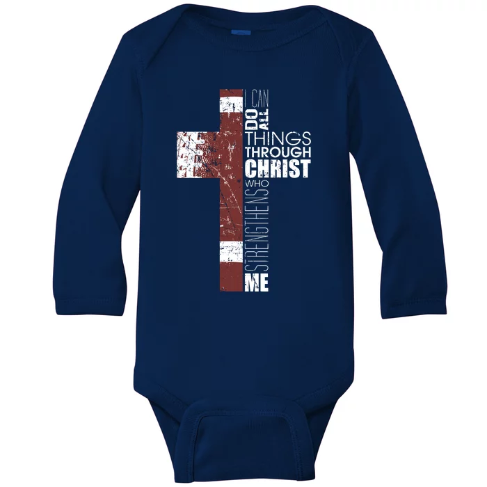 Christian Football Verse I Can Do All Things Through Christ Baby Long Sleeve Bodysuit