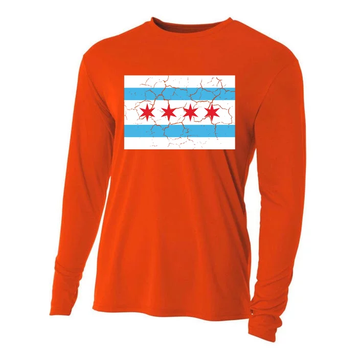 Chicago Flag Vintage Cooling Performance Long Sleeve Crew