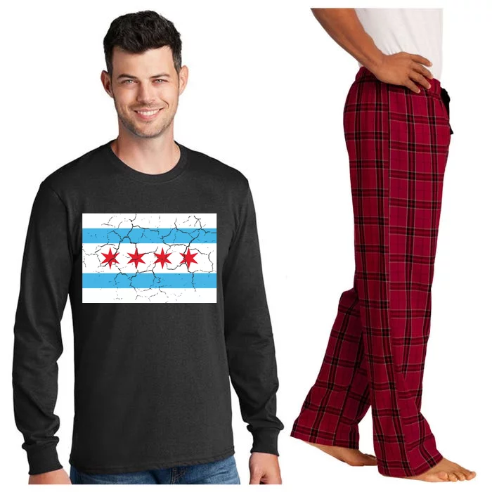 Chicago Flag Vintage Long Sleeve Pajama Set