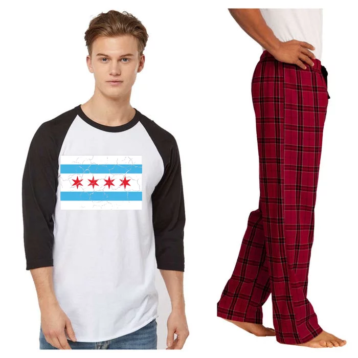 Chicago Flag Vintage Raglan Sleeve Pajama Set