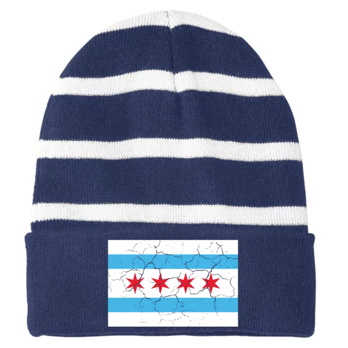 Chicago Flag Vintage Striped Beanie with Solid Band